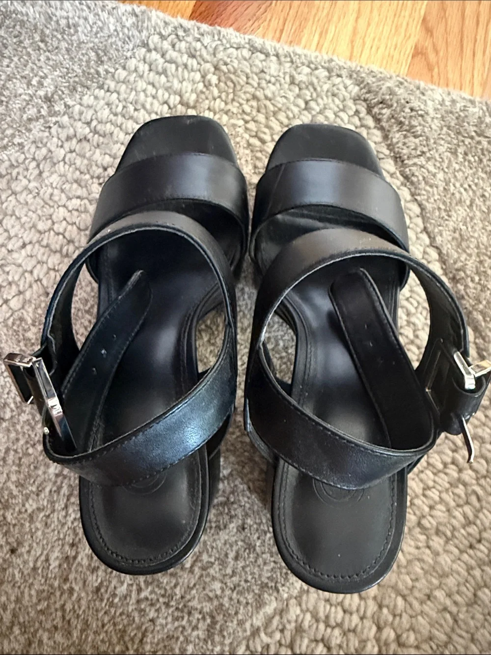 Urban outfitters chunky Black Platform Block Heel Sandals